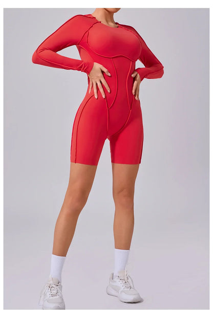Women's High Elasticity Sports Bodysuit Kit Yoga Fitness Jumpsuit Open Back Hip-Lift Outdoors Gym Workout Sexy Fitness Outfit