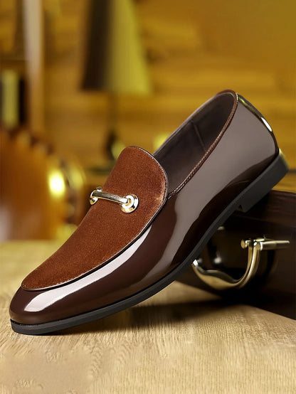 Premium Emerald Green Velvet Loafers with Patent Leather Accents Formal Event Gentleman's Shoes