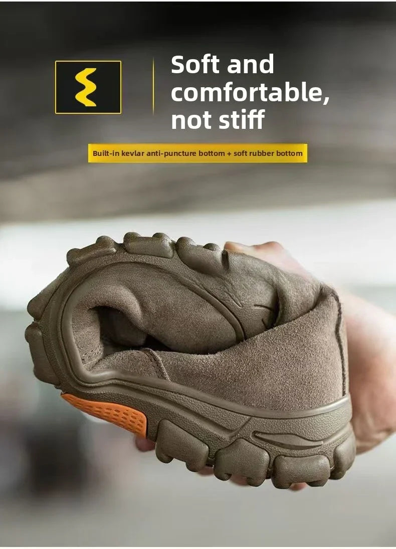 Anti Smashing Plastic Steel Toe Insulated Shoes, Breathable Suede Leather, All Season Anti Scalding Welding Shoes
