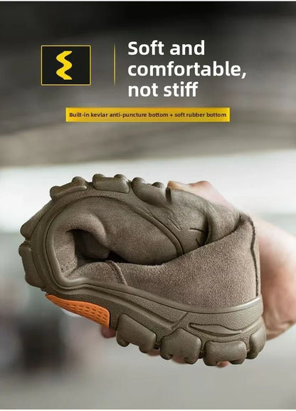 Anti Smashing Plastic Steel Toe Insulated Shoes, Breathable Suede Leather, All Season Anti Scalding Welding Shoes