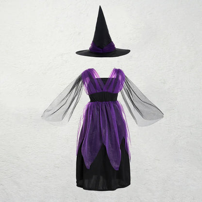 Baby Girls Halloween Witch Costume Children Cosplay Vampire Dresses Carnival Party Clothes Dress Up Clothes for Children