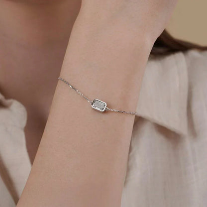 1/2CT Bezel Set Pear Oval Cut Moissanite Solitaire Link Bracelet Women S925 Silver Dainty Diamond Bridal Wrist Chain Gift