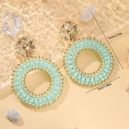 Big Water Drop Shape Drop Earrings For Women Colorful Beads Handmade Threading Crystal Long Earrings Jewelry Gift EA144