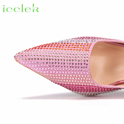 Italian Design African Women's High Heels Pointed Toe Sandals Party Wedding Party Magenta Color Shoes and Bags Set