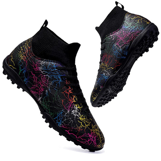 Professional High-Top Soccer Shoes for Men, Tf, Broken Nails (Referring to Cleats), Short Nails (Referring to Studs), Artificial Turf Training, Breathable, Anti-Slip