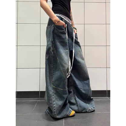 Vintage Aesthetic Y2K Wide Leg Emo Washed Pants