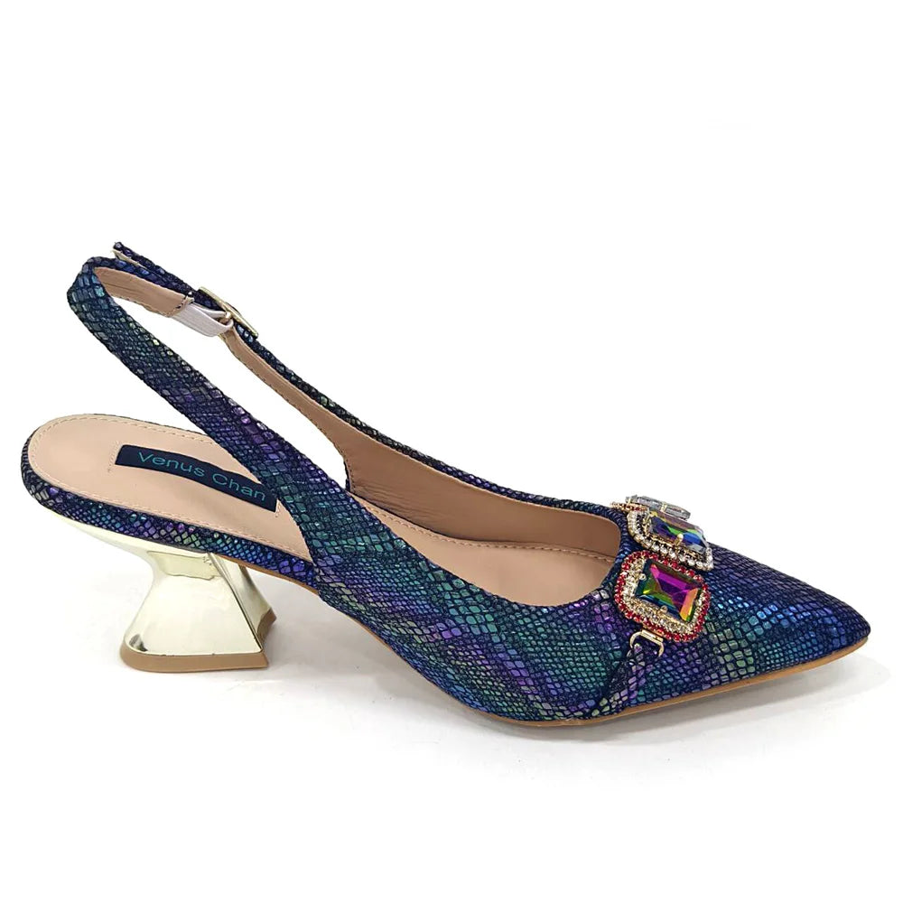 Rhinestone Pointed-Toe High Heels Shoes and Bags Set for Women Wedding and Party Elegant Luxury Fashion in Wine Color
