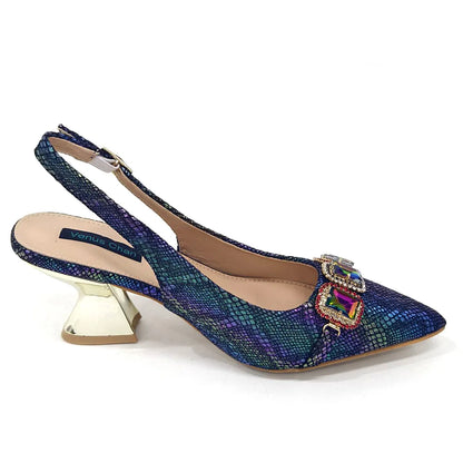 Rhinestone Pointed-Toe High Heels Shoes and Bags Set for Women Wedding and Party Elegant Luxury Fashion in Wine Color