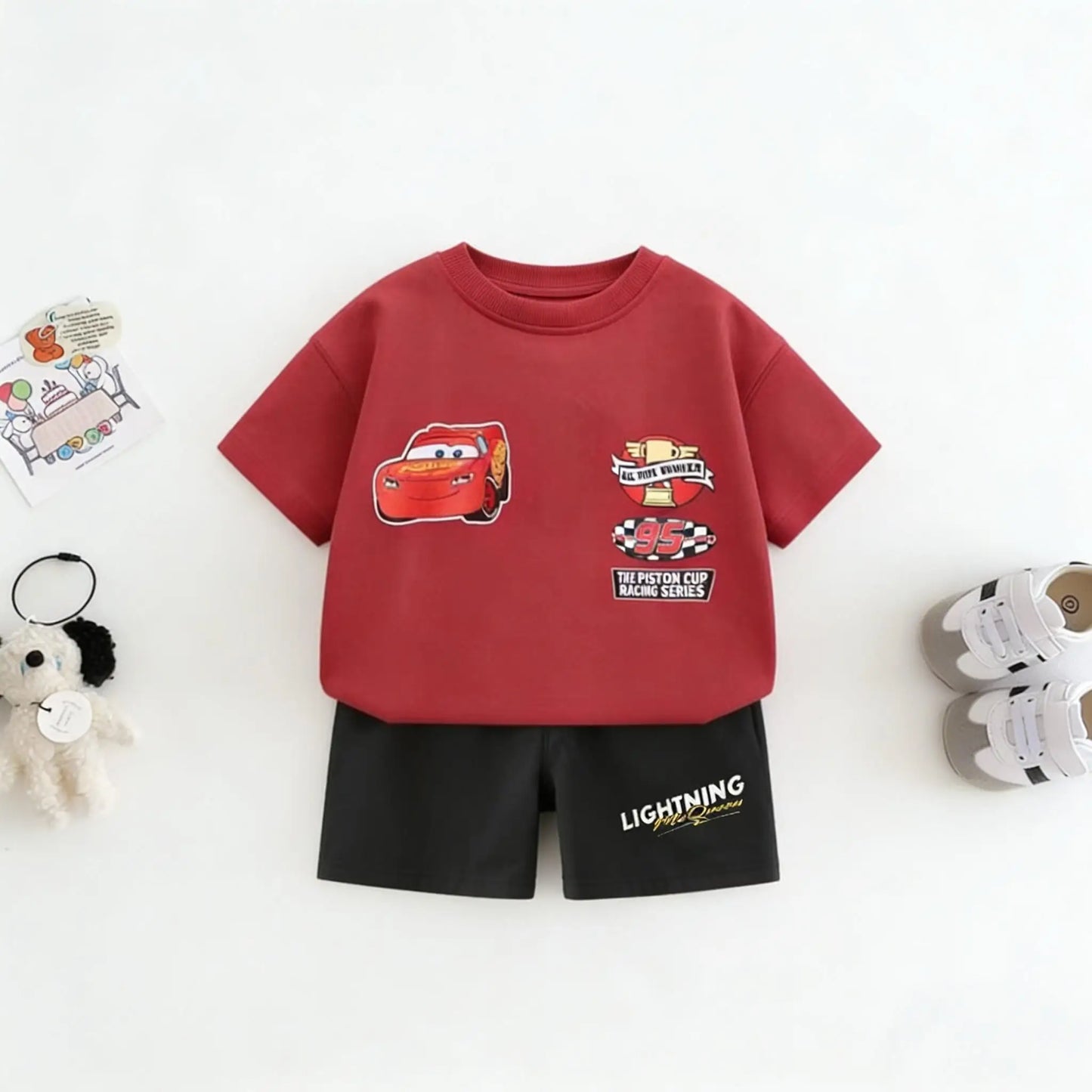 2piece/set For Boy Clothing Summer Cotton Cartoon Car Tshirt + Shorts Children's Wear Outfits Kids Costume Leisure Tracksuits