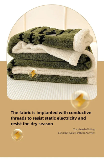 Super Thick and Warm Flannel Blanket Super Soft Fluffy Queen Size Bed Blanket Cozy Skin-friendly Multifunctional Nap Blanket