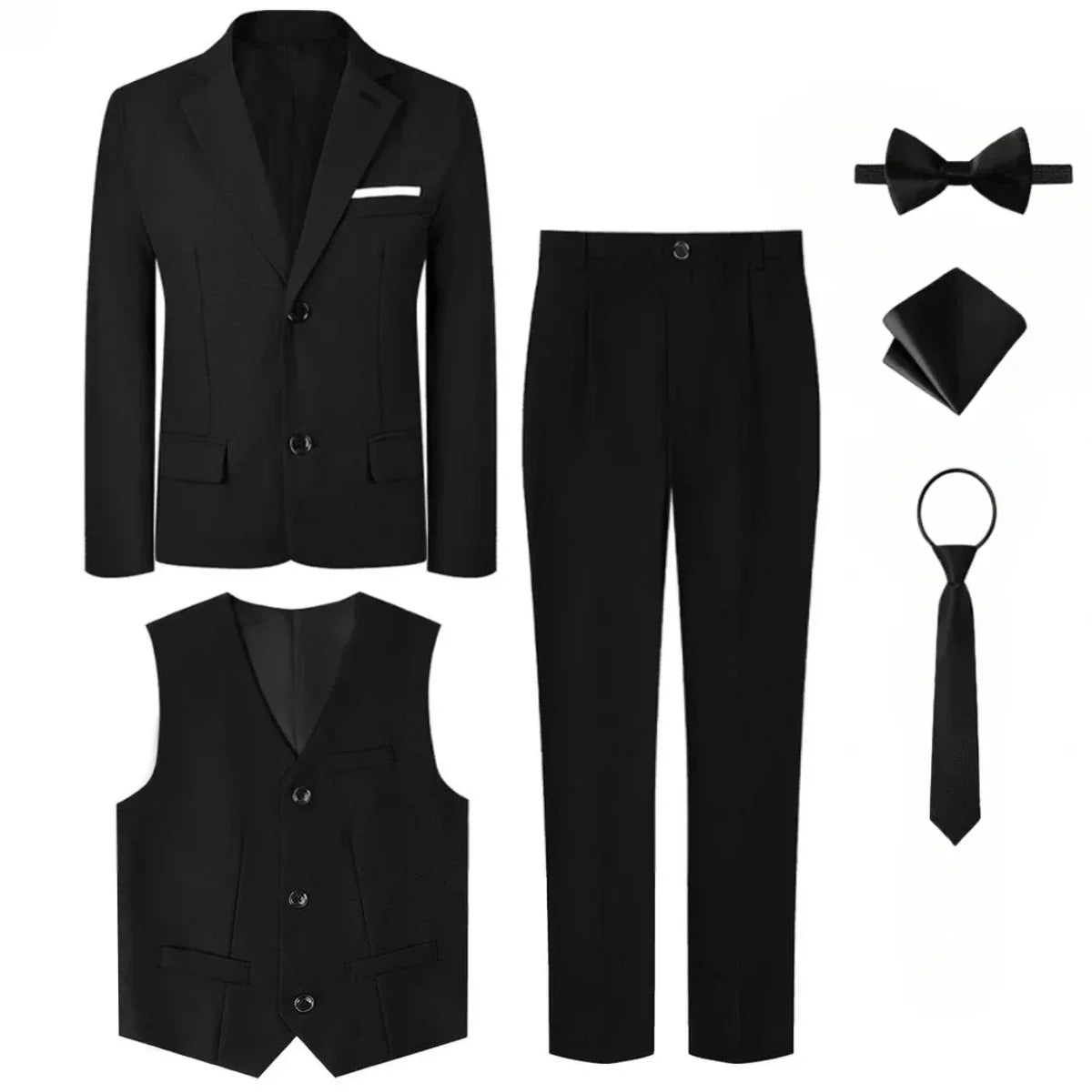 Suit for Kids Boys Wedding Formal Outfit Set Children Gentleman Ring Bearer Clothings Perform Tuxedo Vest + Pants + Blazer 3PCS