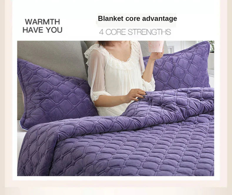 Solid Color Soft Velvet Quilted Bed Cover Blanket Short Plush Sofa Towel King Queen Size Anti-slip Bed Sheet 270x230cm Bedspread