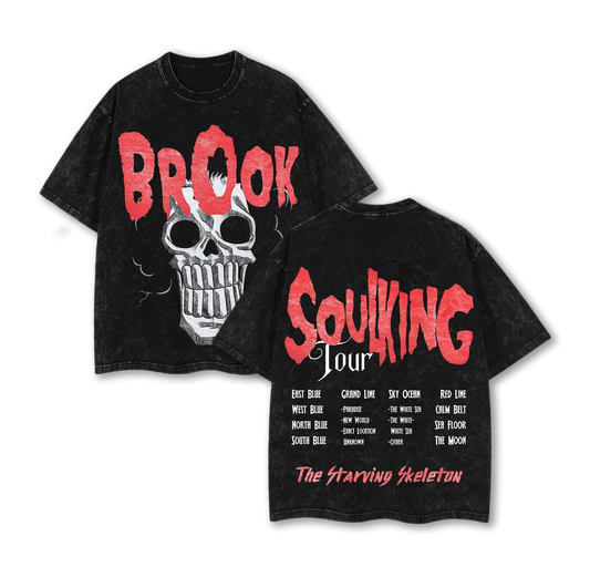 Brook graphic unisex black Acid Wash cotton Tshirt O-neck Vintage Short sleeve 2026 summer New Y2k Men shirt