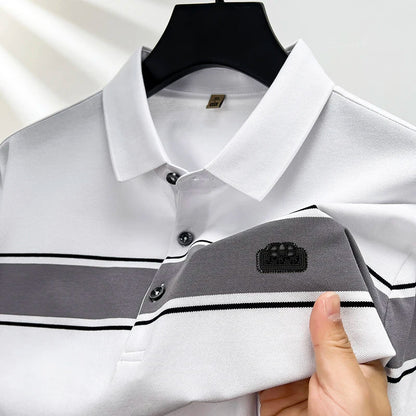Summer best-selling high-end brand exquisite embroidery men's short sleeve POLO shirts breathable cotton casual business T-shirt