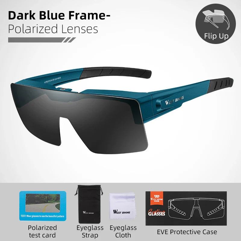 Sunglasses Flip Up Lens Polarized Glasses Fit Over Sunshade MTB Road