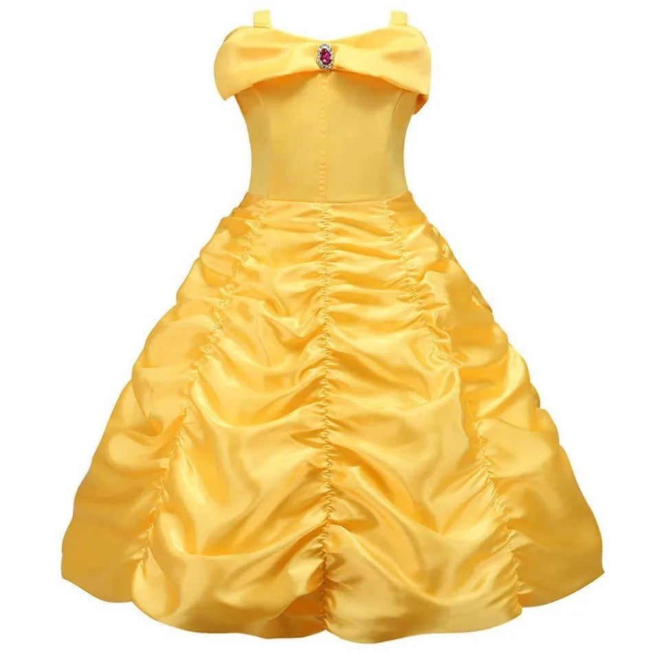 Fantasia Infantil Belle Menina Halloween Princesa Vestido Cosplay Festa Crianças Rapunzel Cinderela Anna Elsa Encanto Roupa de Aniversário