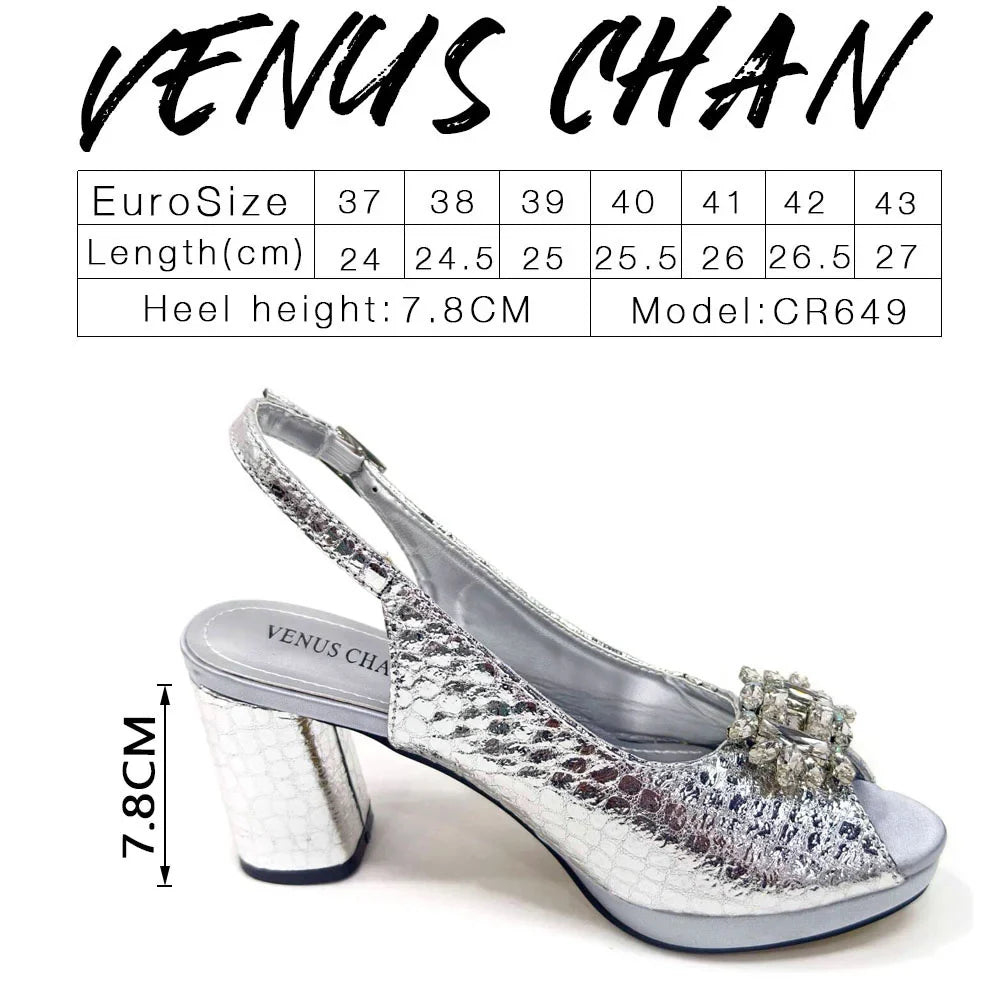 Italian Design Rhinestone-encrusted Ladies Party Shoes And Special Bag High Heels And Dual Purpose Bag Women's Shoes