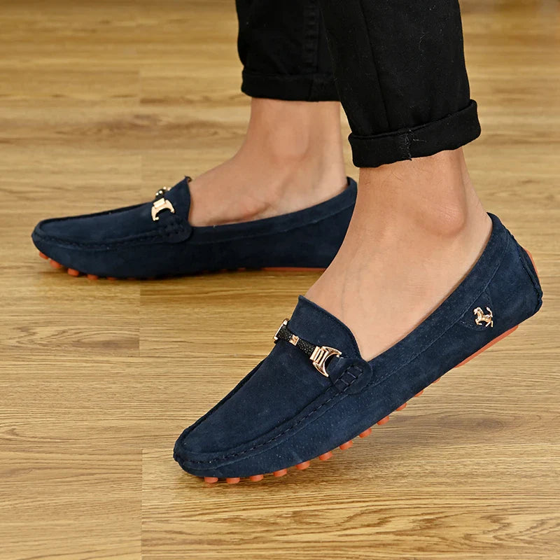 Loafers Men Casual Fashion Suede Men Shoes Lightweight Soft Genuine Leather Moccasins Slip on Driving Shoes for Men Size 48