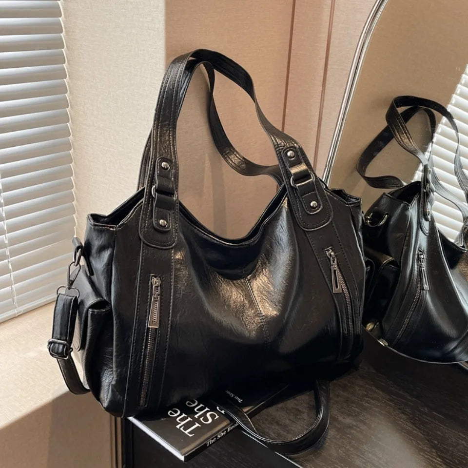 Daily Business Commuting Large Capacity Tote Hand Bags Soft Pu Leather Shoulder Bags for Women Zipper Women's Handbags Quality