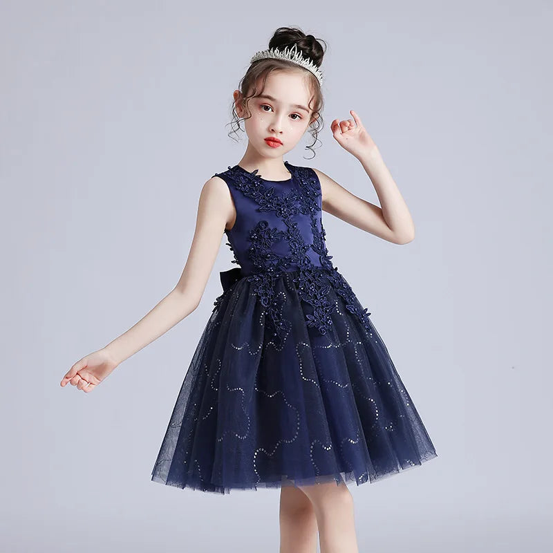 Summer Children Girls Sundress Young Teenagers Girls Sleeveless Princess Evening Dress 3-12Y Kids Girls Puffy Tulle Dress