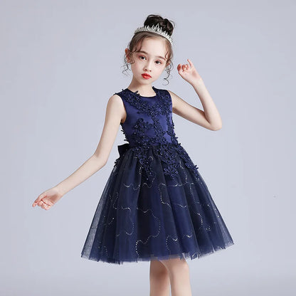 Summer Children Girls Sundress Young Teenagers Girls Sleeveless Princess Evening Dress 3-12Y Kids Girls Puffy Tulle Dress