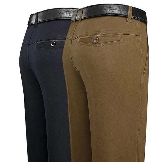Men's Office-Ready 100% Cotton Casual Business Pants Autumn Thickened Summer Thin Solid Color Quick-Drying Work Trousers GOZBKF