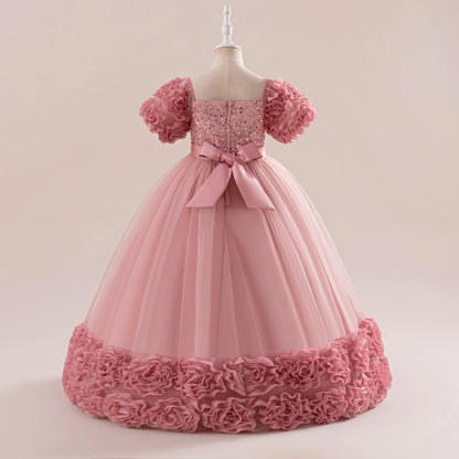 Summer Flower Girls Party Dress Elegant Tulle Bridesmaids Wedding Princess Dresses Girl Gala Birthday Evening Christmas Costumes