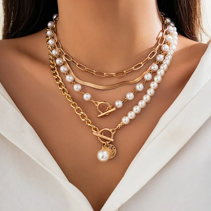 Elegant Irregular Imitation Pearl Beads Necklace for Women Vintage Party Wedding Tassels Choker Fashion Jewelry Accessories Gift