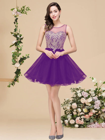 Royal Blue Sweetheart Homecoming Dress with Gold Lace Appliqué & Beaded | Short Flowy Tulle Party Gown for Party Prom