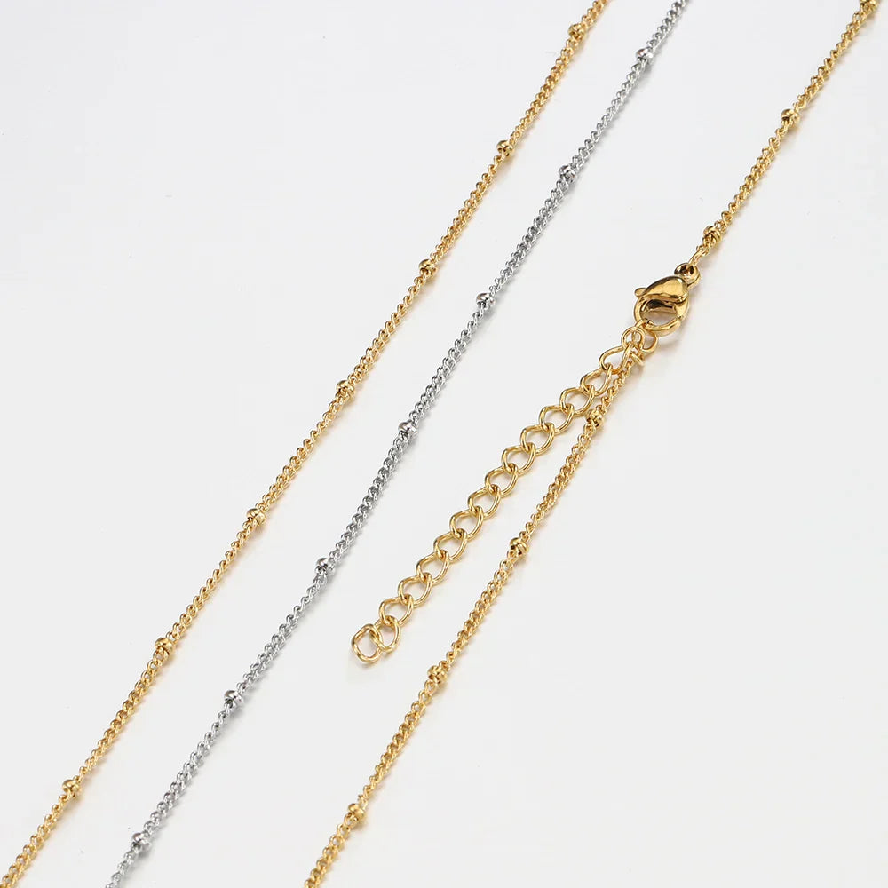 10pcs 5pcs Stainless Steel Bead Chain Necklace Chains for DIY Jewelry Making Findings 45cm+5cm Chain with Lobster Clasps No Fade