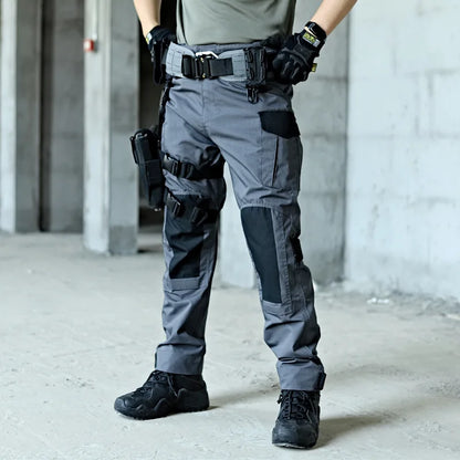 Wear-Resistant Outdoor Tactical Pants Mens Casual T-shirt Cargo Trousers Multi-pocket Waterproof Pant Hiking Training Workwear