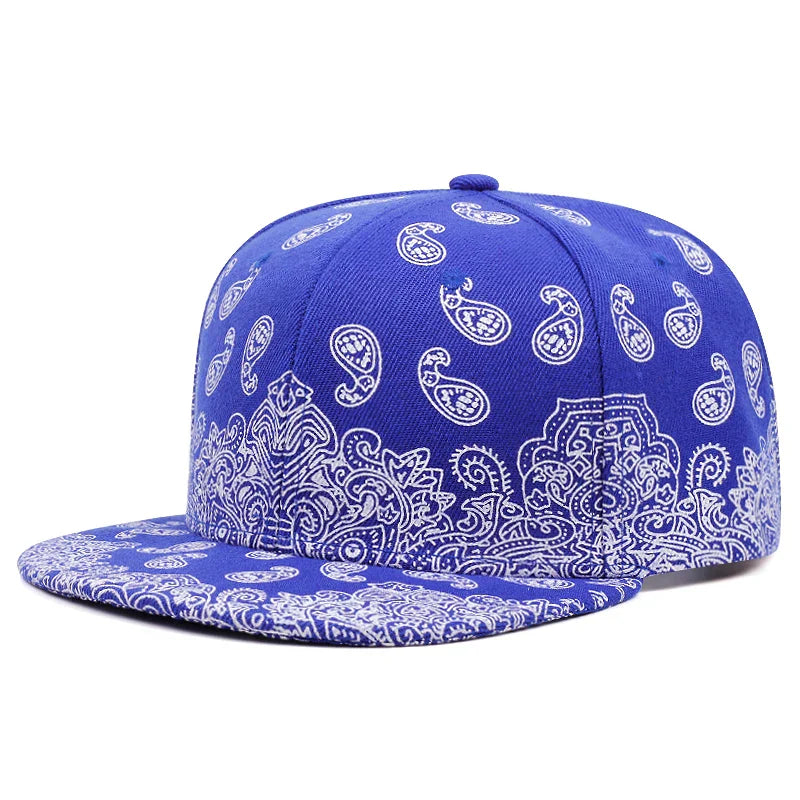 2024 New Fashion West Coast Cashew Flower Printing Snapback Cap Outdoor Sun Men Woman Baseball Hat Adjustable