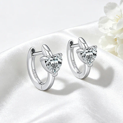 1CTTW Heart Cut Moissanite Hoop Earrings for Women Shine Wedding Party Jewelry Lab Diamond Earring Pure 925 Silver Gifts