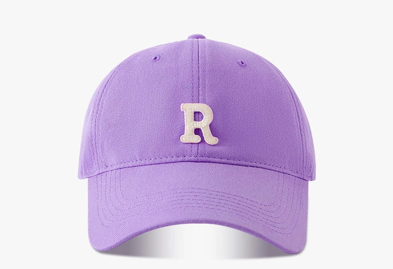 Large Head Circumference Baseball Cap Men's and Women's Dome Hat Soft Top Cap 60/65cm Sun Protection  Letter R Hat Adult Caps