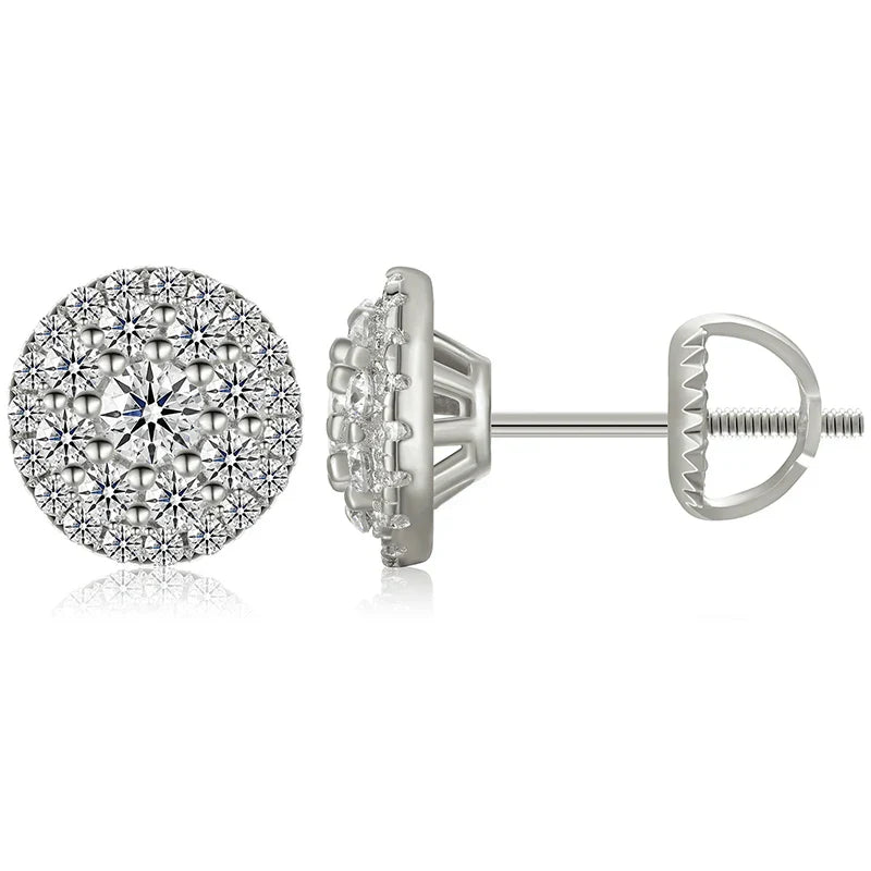 D Color Moissanite Stud Earrings For Women Top Quality 100% 925 Sterling Silver Sparkling Wedding Jewelry Shining Ear Accessory