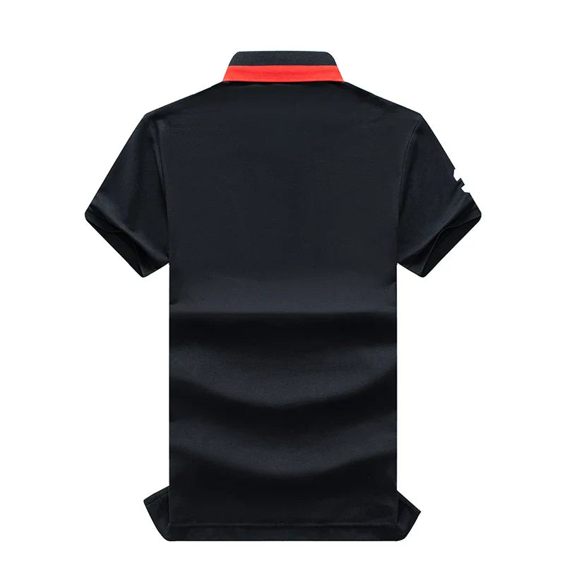 Men's polo shirt USA Chicago short sleeve Royal leisure sports party cotton embroidered with slit contrast color original