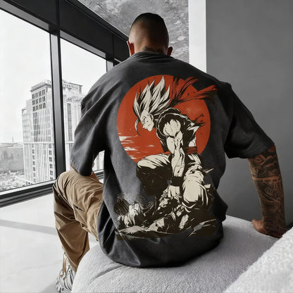 Printed T-shirt 2025 Men's Summer New Hip Hop Trend Versatile Large Loose Casual Parent Child Top