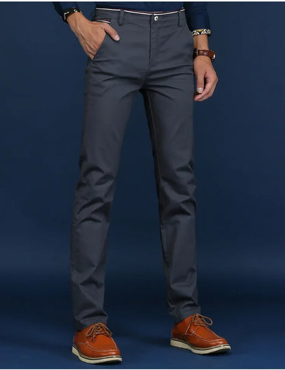 Classic Style Men Spring Summer Thin Casual Pants Fashion Business Cotton Solid Color Office Trousers High Quality Men Trousers