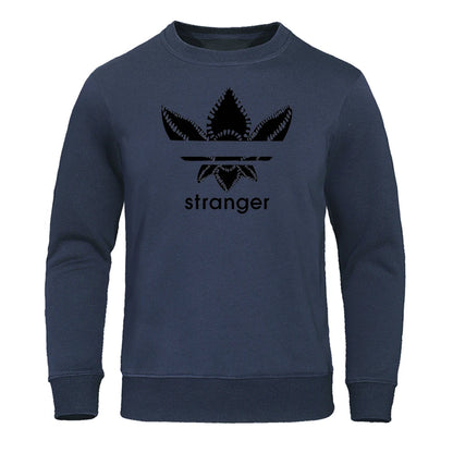 Funny Stranger Floral Pattern Printed Hoodies Mens Letter Style Streetwear Fashion Loose Street Hoody Fleece Pullover Men Hoodie