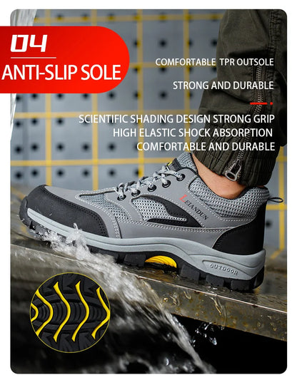 Men's Tactical Safety Shoes Breathable Steel Toe Puncture Resistant Work Shoes Wear-Resistant Protective Footwear