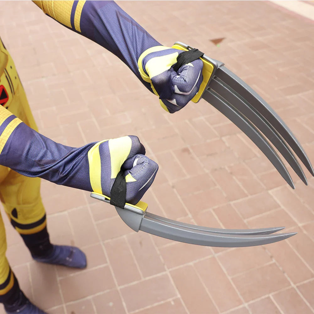 Deadpool vs Wolverine Boys Superhero Cosplay Spandex Suits with Accessories Swords Claws Children Birthday Gift Toy Role Play