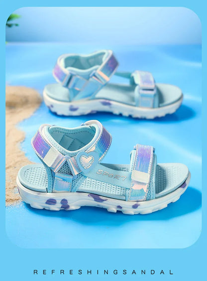 Princess Girls' LED Sandals Children's Toddler Sports Beach Pink blue Girls' Soft Shining Shoes Outdoor Soft  Anti-Slip LED Shoe