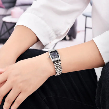 New 22mm Square Women's Quartz Watch Stainless Steel Sapphire Glass 50m Waterproof Women's Quartz Watch