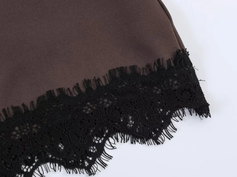 Summer Women Elegant Satin Silk Lace Fringe Mini Skirt High Waist Slim Anti-light Safety Bottoming Half Slip Underskirt 3 Colors