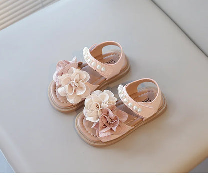 Korean Style Summer Sandals for Girls Flowers in Full Bloom Children's Beach Shoes Flexible Soft-sole Kid's Girl Sandals I060683