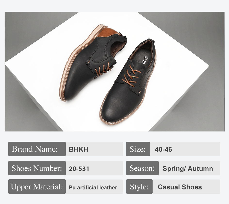 Shoes For Men Spring/Summer Pu Leather Breathable Casual Shoes Lace up Office Style Business Men's Sneaker