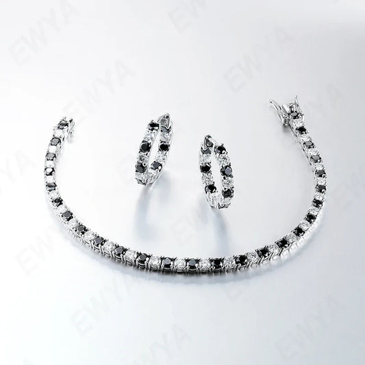 Sparkling 3/4/5/6.5MM Black White Full Moissanite Diamond Tennis Bracelet for Men Women Original S925 Silver Link Bracelets