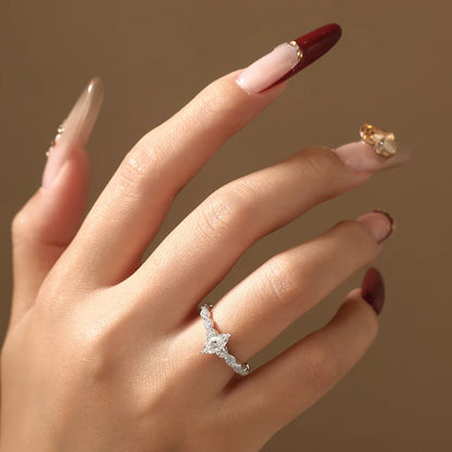 Luxury 0.5CT Marquis Moissanite Ring For Women 100% 925 Sterling Silver Rings Promise Engagement Wedding Band Jewelry