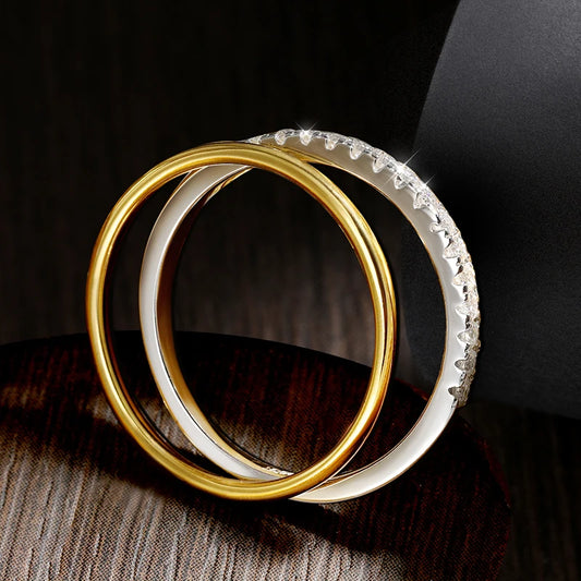 D VVS1 Moissanite Stacking Rings for Women Man GRA Diamond Jewelry s925 Sterling Silver Plated 18k Gold Wedding Band