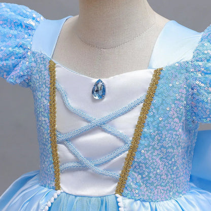 Cinderella Princess Ball Gown Fancy Birthday Rapunzel Belle Vestidos Party Dress Girls Costume Carnival Elegant Clothes